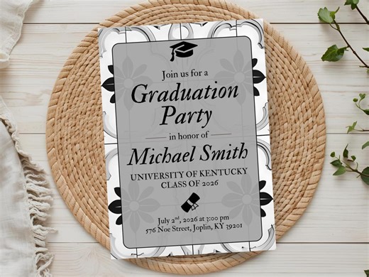 Graduation Party Invitation Template, Minimalist Grad Invite, Canva Editable (digital Download) - Etsy