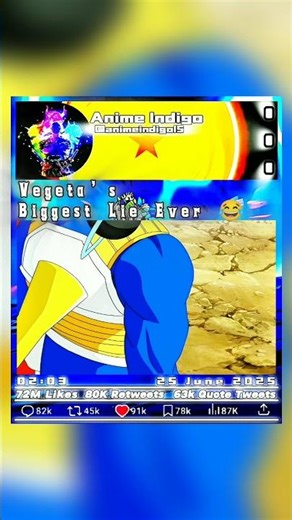 Vegeta’s Biggest Lie Ever 😂 || Shorts || Anime || DBS || Saiyan || Goku || Vegeta || Beerus ||