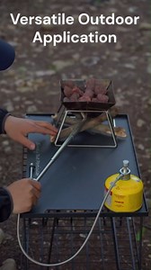 CAMPINGMOON Portable Outdoor Fire Starter Isobutane Gas Log Lighter for Fire Pits Wood Piles Camping Charcoal 1.75 kW Heat Output Chimney-Free Adjustable Flame Stainless Steel XD-6-NE