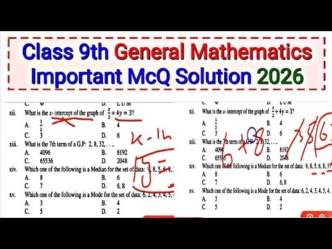 Class 9 General Math MCQs Solved 2026 | FBISE Model Paper MCQs | 9th Class Math Preparation
