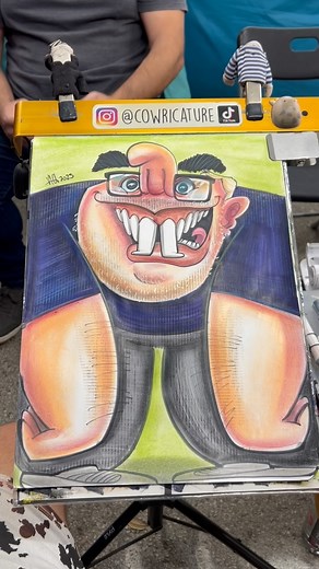 97K views · 3K reactions | My cousin doesn’t just laugh — he boils over. Next thing I knew, his inner kettle was screaming! 藍藍 Happy Friday! #cowricature #caricatura #laugheristhebestmedicine #cousin #friday #itsfriday | Cowricature | Facebook