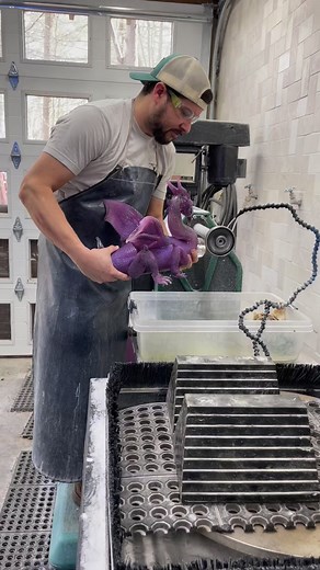 Carving a glass dragon 🐉 with my His Glassworks, Inc. lathe. | Garmezy Glass