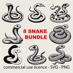 Unique Snake Svg Bundle, King Cobra Svg, Python Svg, Boa Serpent Viper Mystical Svg, Cricut Snake Svg Black and White Prints, Commercial Use - Etsy