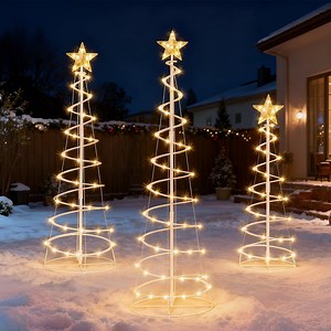 Joyfy 3 Pack Spiral Tree Christmas Decoration Outdoor,218 LED Christmas Tree Light Decorations,Christmas Yard Light with Stakes Decorations Outdoor Holiday Decor