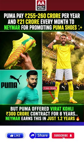 🔥 NEYMAR VS VIRAT KOHLI: PUMA'S BIGGEST BRAND DEALS EXPLAINED! 💰#shorts