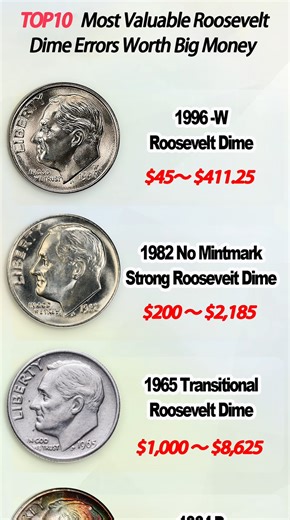 Top 10 Most Valuable Roosevelt Dime Errors Worth Big Money Want to find out the value of your coins for free? 💰Leave a comment or click the link in our profile! 👏You’re welcome to use our app!#CoinCollecting #bill #dollar #silvercoin #money #oldcoins #treasurehunting #treasurehunt #coins #coin #bills #penny | HeritCoin