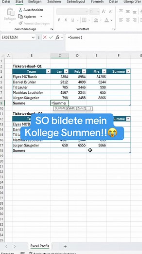 Summe richtig bilden #excel
