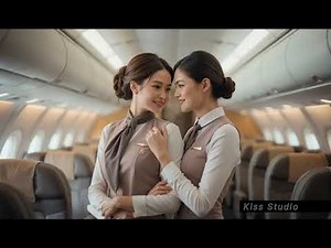 Air Hostesses Share a Romantic Kiss on a Plane | Lesbian Kissing Scene