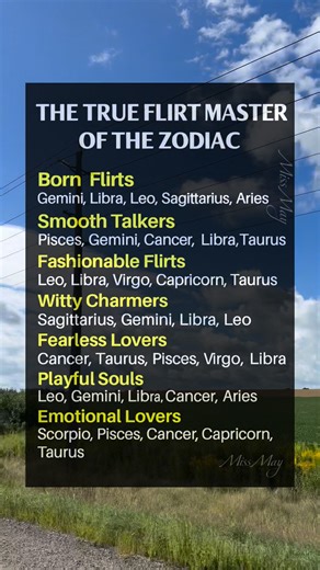 The True Flirt Master of The Zodiac Signs 🔮 🌌 😈 Be honest… are you a smooth talker or a born flirt? #Astrology #Horoscope #HoroscopeToday #ZodiacSigns #ZodiacReading | Miss May