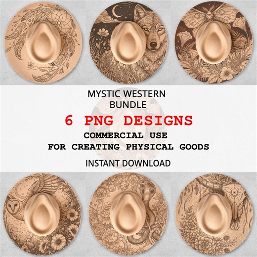 Mystic Hat Burning Bundle PNG, Celestial Wolf Owl Snake Designs, 6 Commercial Use Files - Etsy