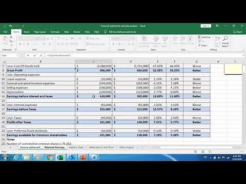 Preparing The retained earnings statement (By using Microsoft Excel)