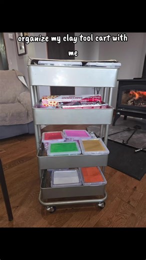this cart contains all of the tools I use to create my clay creations. sooooo many things, so it can get disorganized pretty easily. love starting the new year with a clean and organized space! #organizewithme #cleanwithme #refresh #polymerclay #gettingorganized @Michaels Stores