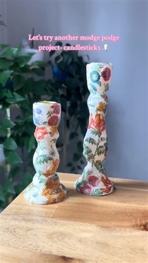 Candle stick holder diy! Love a modge podge project