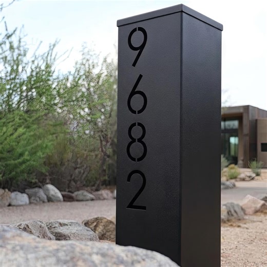 Modern Address Pillar | Custom House Number Column | Outdoor Address Sign Post | Garden Address Marker - Etsy UK