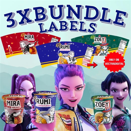 Kpop Demon Hunters, Cup Noodle Labels Ramyeon, Cosplay Party Huntrix Ramen, Rumi Mira Zoey, Kpop Party, Printable Pack, Halloween Party - Etsy