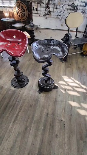 Stools headed to Pierced Cider. #repurposed #barstools #salvageart #rusticfurniture #metalwork #carparts #mancave #crankshaft