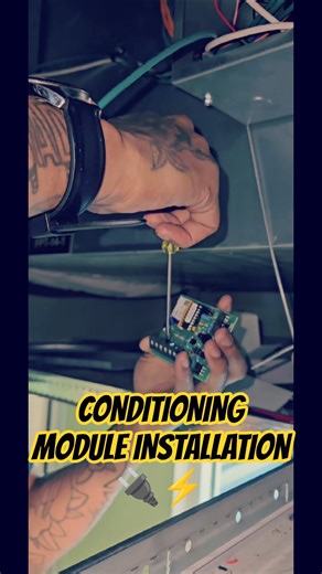 Conditioning module installation⚡️🔌 #lowvoltage #buildingcontrols #electrician #bluecollar #work