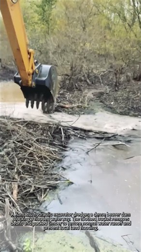 Massive Beaver Dam Demolished Fast! #worker #process #excavator #heavyequipment #waterflow