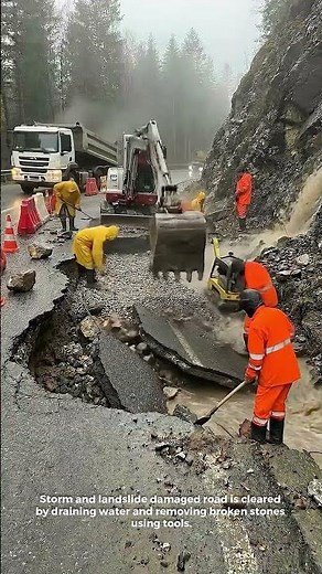 Rain Damage Road Repair Full Process.