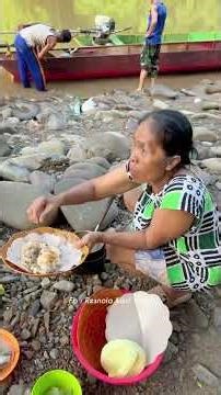 River Camping: Cooking Rice & Eating by the River! 🌊 #Shorts