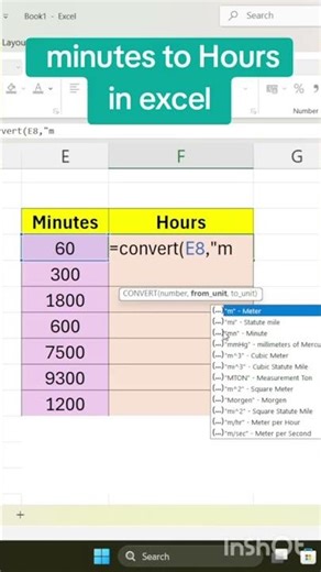 how to convert minutes into hours in excel #ytshorts #shorts #youtubeshort