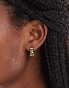 Pieces hammered effect square hoops in gold | ASOS
