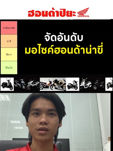 จัดอันดับมอไซค์ฮอนด้าน่าขี่ #เทรนด์วันนี้ #ฮอนด้าปิยะ #giorno #scoopy #pcx #sonic #uc3 #forza