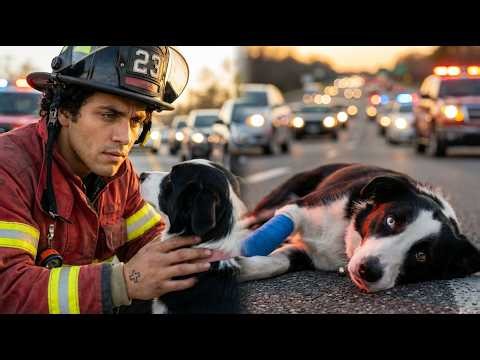 Firefighter Stops Traffic to Save Injured Dog on Highway — The Reunion Will Break Your Heart