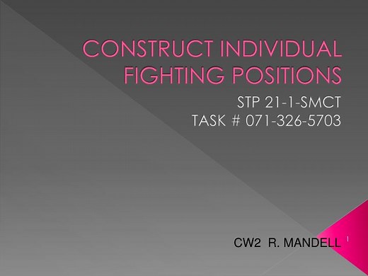 CONSTRUCT INDIVIDUAL FIGHTING POSITIONS - SlideServe
