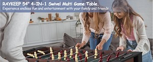 Watch RAYKEEP 54inch 4 in 1 Swivel Multi Game Table on Amazon Live
