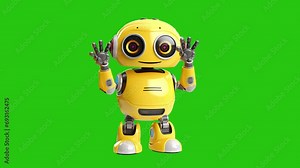 animated cartoon android on a green screen background for use in decorating projects