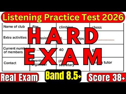 HARD 25 APRIL 2026 EXAM FOR IELTS LISTENING TEST WITH ANSWERS | VERY HARD IELTS EXAM