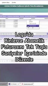 Logo Kira, Aidat, Üyelik Toplu Fatura Kesme | Saniyeler İçinde Logo'da Otomatik Fatura Oluştur