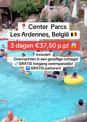 3 dagen voor maar €37,50 p.p! 😱 Center Parcs, Les Ardennes, België! 🇧🇪 Incl. ✨ overnachten in een gezellige cottage, 💦 GRATIS toegang zwemparadijs en 🅿️ GRATIS parkeren! 4 personen €151,- in totaal! 🤩 DAT IS MAAR €12 P.P. PER DAG! ✅ Beoordeeld met een 9,2! 🌿 Midden in de natuur! 😍 Boek in maart en krijg 2 puzzelboeken cadeau t.w.v. €30,- 📎 Link in bio! Of reageer “Center Parcs” voor het linkje naar de aanbieding! 😍 www.budgetreisjes.nl #centerparcs #ardennes #belgie #goedkoop #aanbiedi