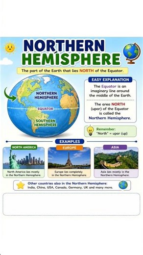 Northern Hemisphere 🌍 | Easy Explanation with Diagram for Kids