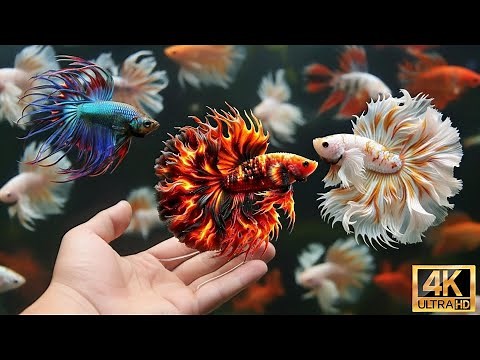Most Vibrant Crowntail Betta Fish, Elegant Fins in 4K Ultra HD