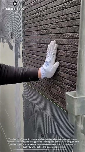 Precision Wall Cladding Installation — Satisfying Stone Tile Alignment Process