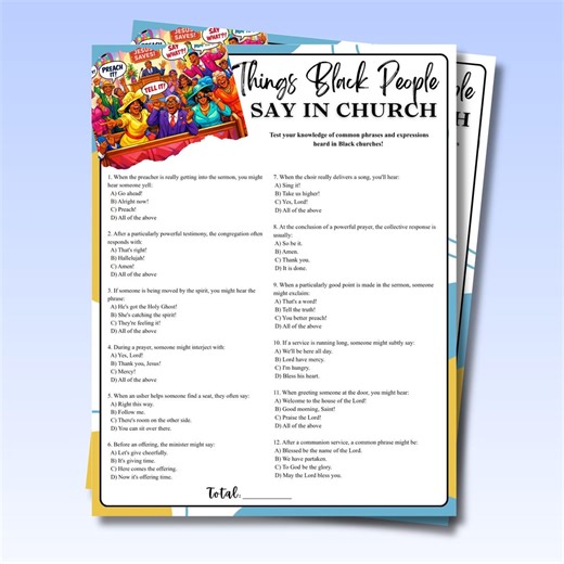 Black Church Sayings Game | Printable Party Activity (instant Download) - Etsy