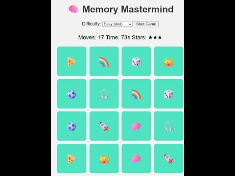 Memory Mastermind – CS50x Final Project by Hosein (Advanced Memory Game)