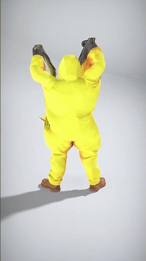 Hazmat Worker in Yellow Protective Suit with Gas Mask