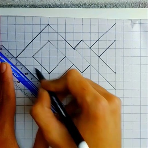 easy geometric drawing || art on graph paper || drawing for beginners #drawingskill #paperpencils
