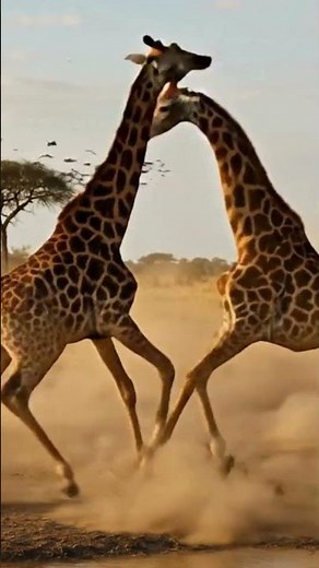 Giraffes Fight with Powerful Neck Swings | Rare Wild Encounter Caught on Mobile Camera!” #asmr