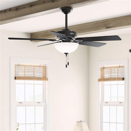 Check The Home Depot's Q&A Before Buying: Hunter Swanson 52 in. Indoor Matte Black Ceiling Fan with Light Kit