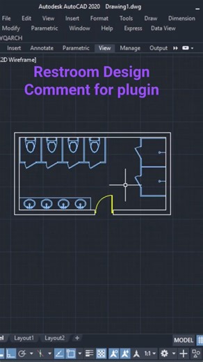 AutoCAD Restroom Design 🚽 | Plug-in WC Command Trick ⚡ #autocad #architecture #tutorial