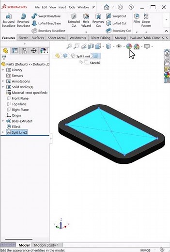 Split Curve (Split Face) in SolidWorks | Split Line Tool #Shorts