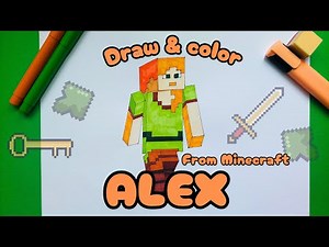 How to draw Alex from Minecraft. Minecraft characters drawing step-by-step for kids.