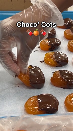 Have you tried our Choco Cots? Beautiful & decadent, we dip sweet glace apricots in dark chocolate to make a gourmet candy we call Choco Cots. This bright and delicious candy comes in an elegant Sunnyland gift box, perfect as a gift. #gourmetcandy #gourmetfood #inthekitchen | Sunnyland Farms