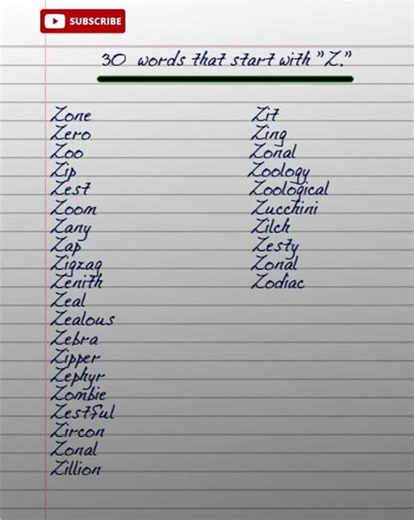 30 Words Starting with Letter Z || Letter Z words || Words that starts with Z
