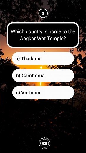 Which country is home to the Angkor Wat Temple? #generalknowledge #quiz #trivia