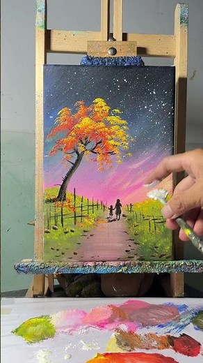 Easy Star Painting with Fan Brush ✨🎨 | Beginner Acrylic Tutorial